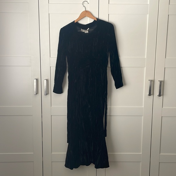 1980s Norma Kamali Crushed Velvet Gown S - Picture 1 of 4